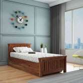 Trinity Solid Sheesham Wood Single Bed With Two Drawers (Natural Finish)